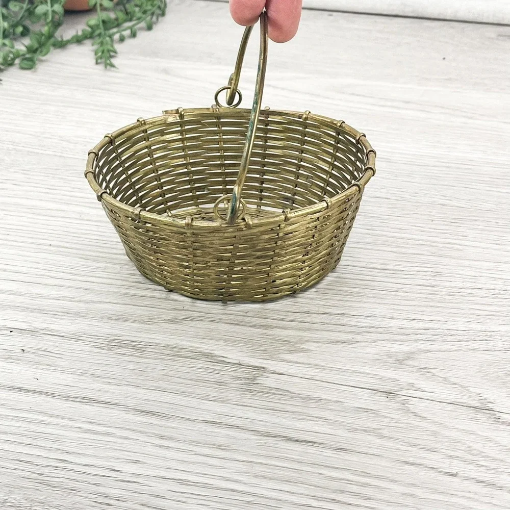 Vintage Woven Brass Basket Bowl - Made in‎ India